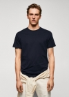 Mango Camiseta básica algodón comfort stretch - Azul marino oscuro
