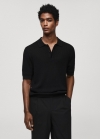 Mango Polo punto calado - Negro