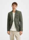 Mango Americana slim fit 100% lino - Khaki
