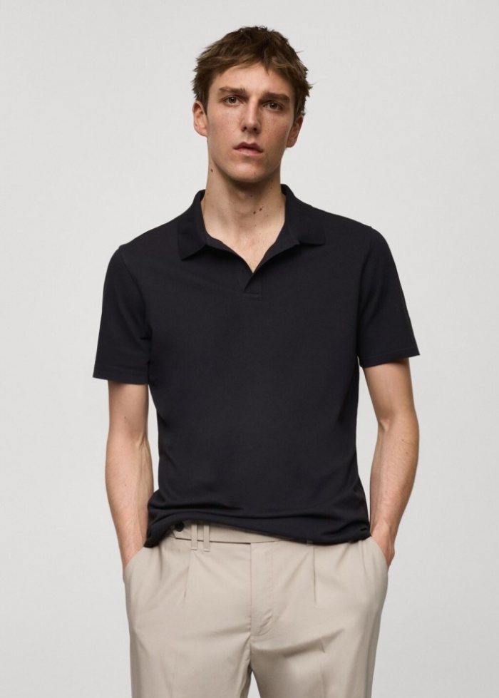 Mango Polo slim fit algodón piqué - Azul marino oscuro