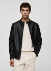Mango Cazadora efecto piel cremallera - Negro