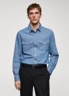 Mango Sobrecamisa denim bolsillos - Azul claro