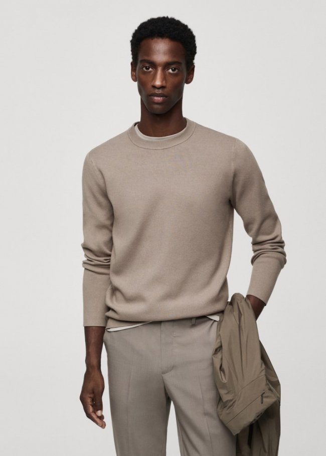 Mango Jersey punto fino termorregulador - Gris visón