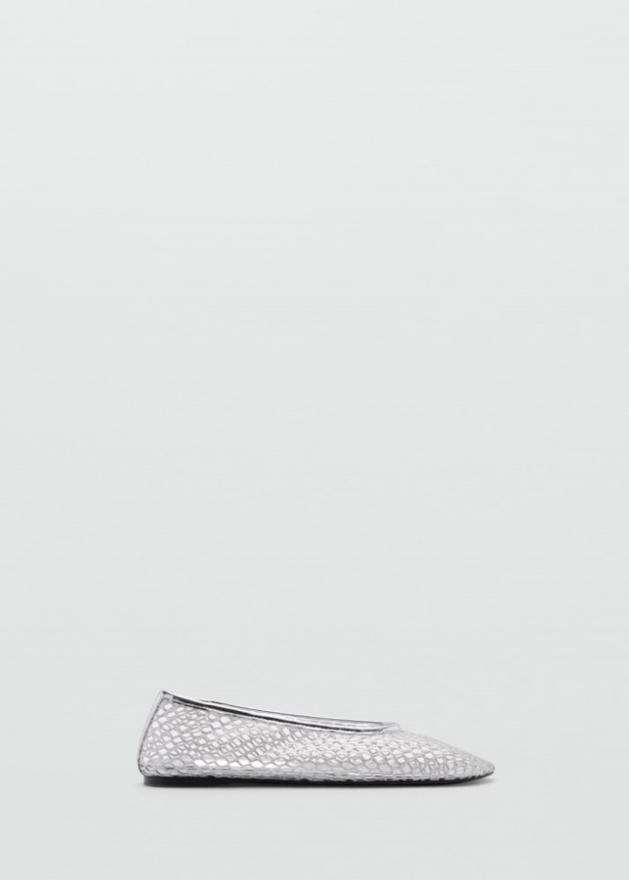 Mango Zapato mesh metalizado - Plata