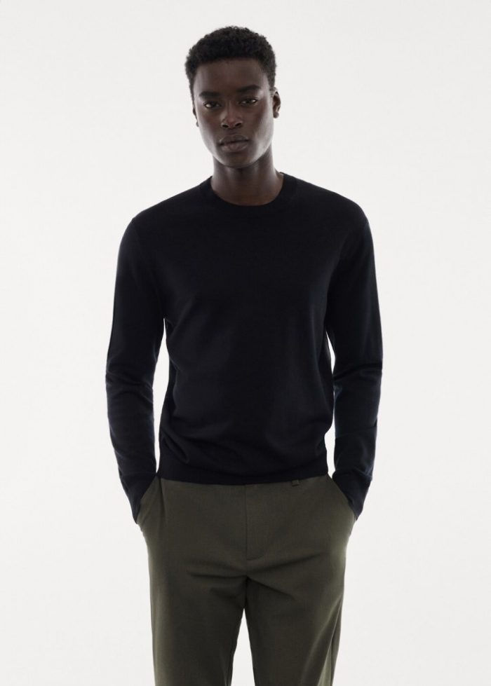 Mango Jersey lana merino lavable - Negro
