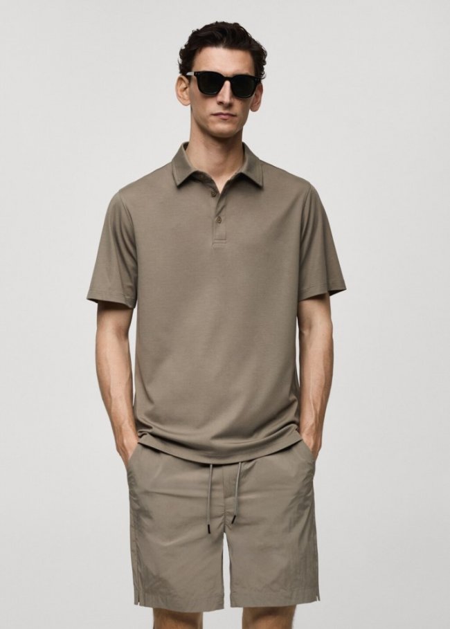 Mango Polo slim fit quick dry - Khaki