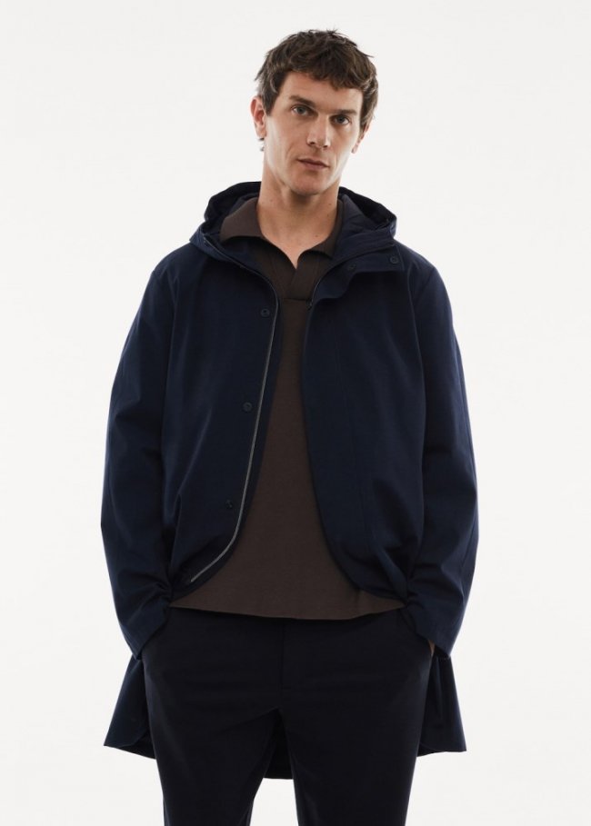 Mango Parka capucha water proof - Azul marino oscuro