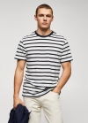 Mango Camiseta punto algodón modal rayas - Azul marino