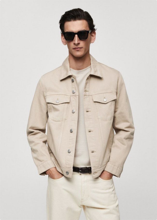 Mango Cazadora vaquera bolsillos - Beige