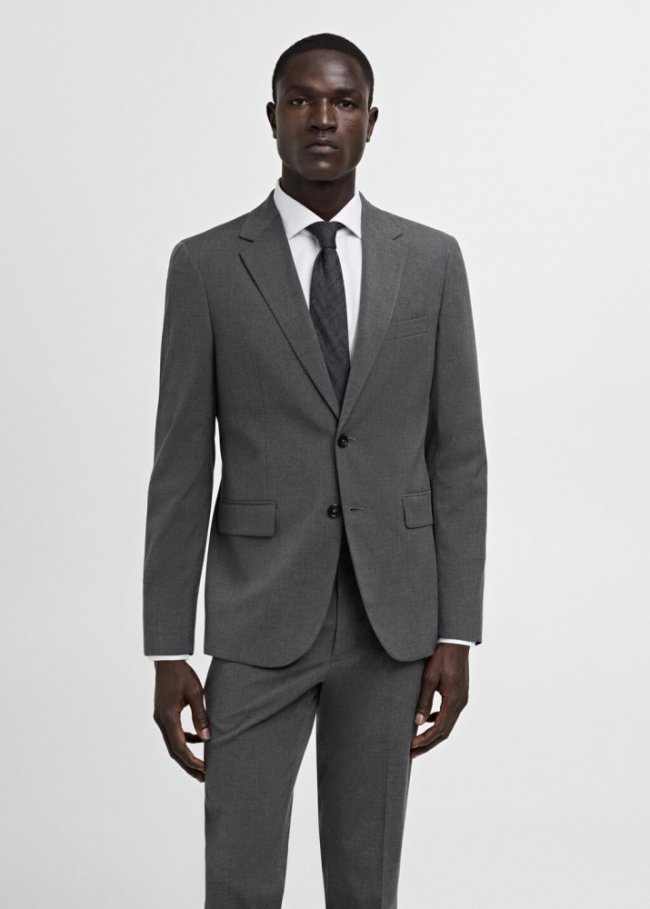 Mango Americana traje slim fit tejido comfort stretch - Gris