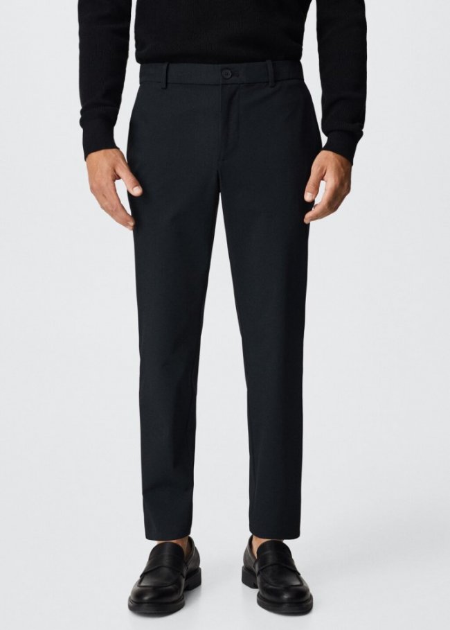 Mango Pantalón tapered fit stretch - Azul marino oscuro