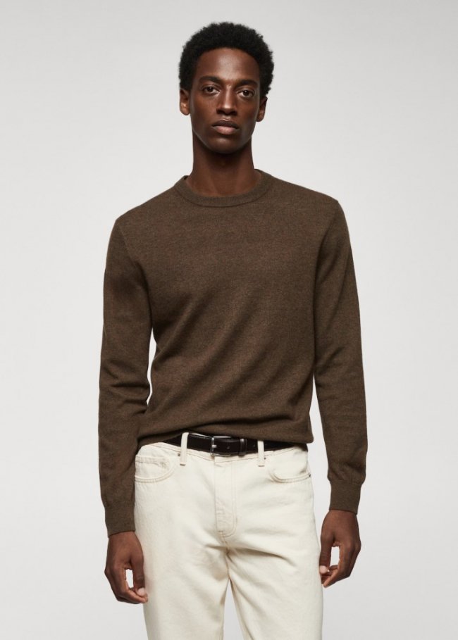 Mango Jersey punto fino mezcla de lana - Khaki