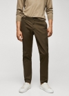 Mango Pantalón chino slim fit sarga - Verde medio