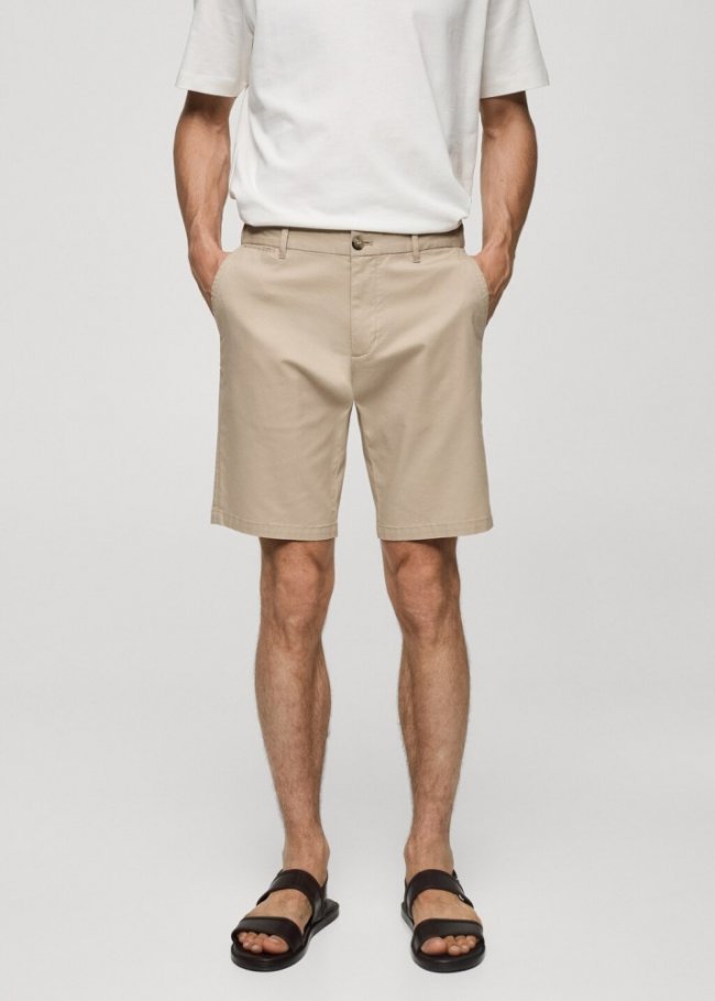 Mango Bermudas slim fit chino algodón - Beige