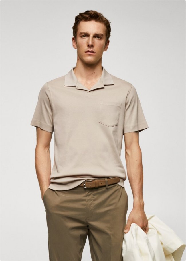 Mango Polo 100% algodón bolsillo - Gris hielo