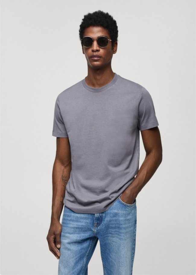 Mango Camiseta básica algodón - Gris