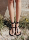 Mango Sandalia piel tiras - Negro