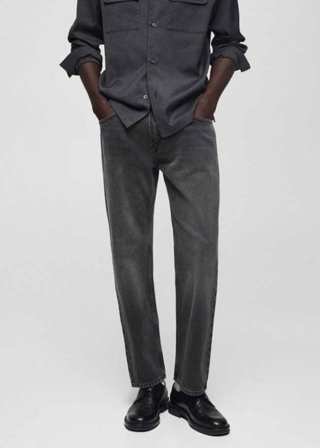 Mango Jeans straight fit gris oscuro - Gris oscuro
