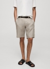 Mango Bermudas slim fit 100% lino - Marrón medio
