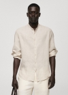 Mango Camisa 100% lino cuello mao - Arena