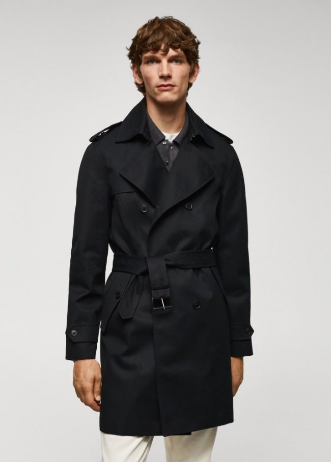 Mango Gabardina clásica water repellent - Negro