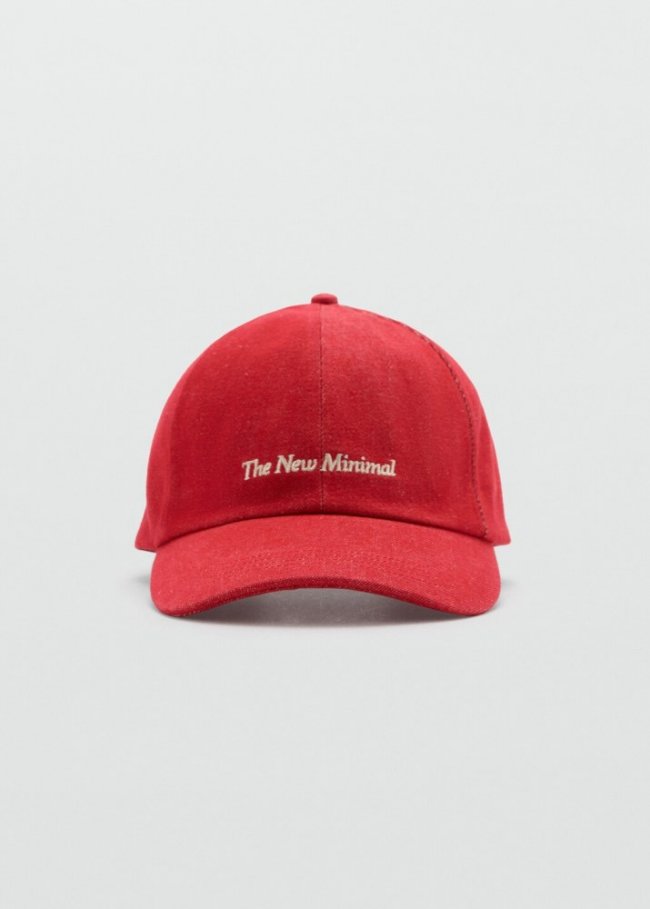 Mango Gorra mensaje bordado - Rojo