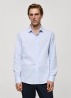 Mango Camisa slim fit algodón mil rayas - Azul celeste