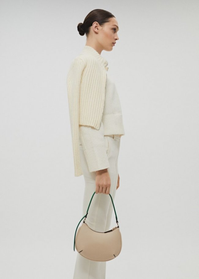 Mango Bolso hombro bicolor - Blanco roto