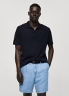 Mango Polo punto algodón textura - Azul marino oscuro