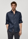 Mango Camisa regular fit 100% lino - Azul noche