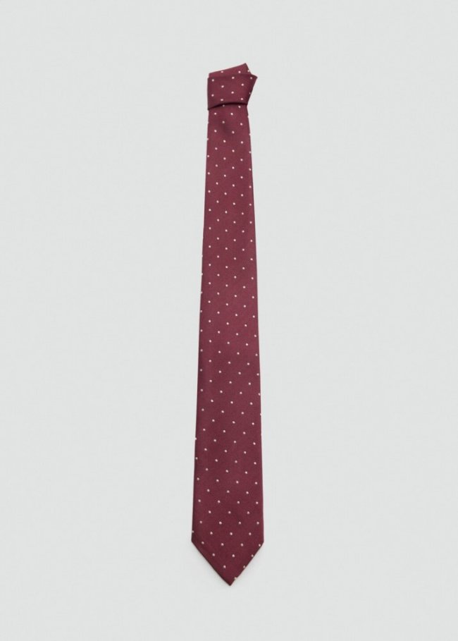 Mango Corbata 100% seda de mora lunares - Burdeos