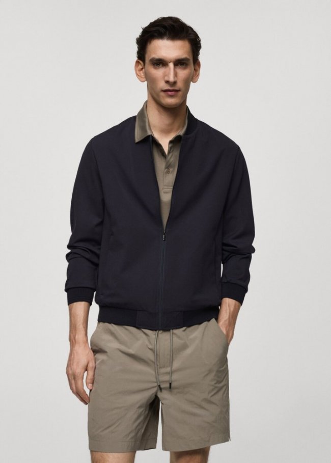 Mango Chaqueta bomber water repellent - Azul marino oscuro