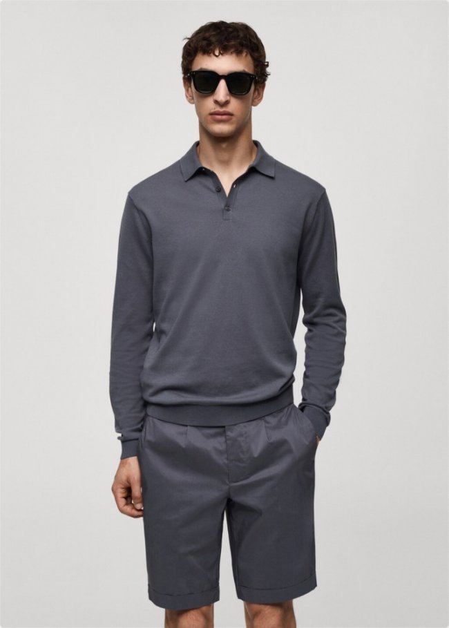 Mango Polo punto 100% algodón - Gris medio