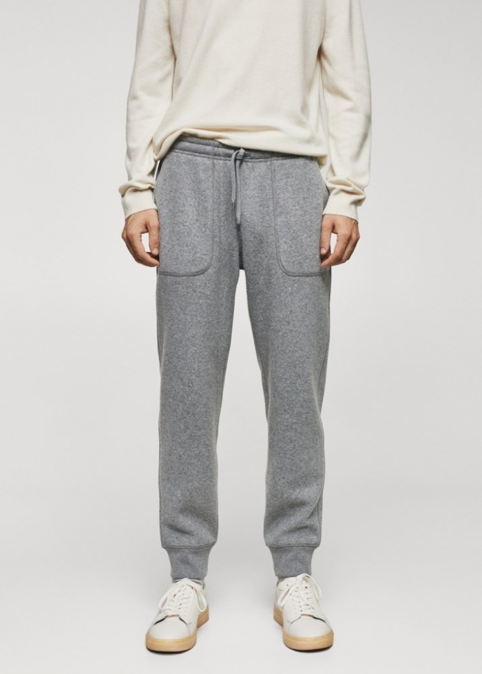 Mango Pantalón jogger mezcla lana - Gris medio vigoré