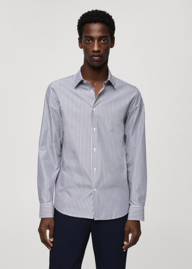 Mango Camisa slim fit rayas Coolmax® - Azul