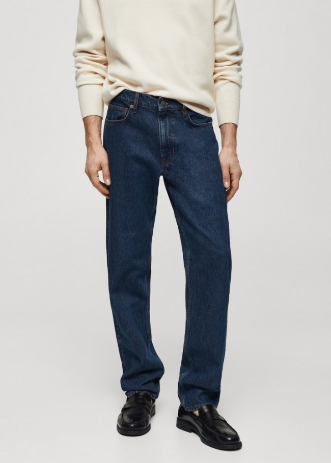 Mango Jeans straight fit lavado oscuro - Azul