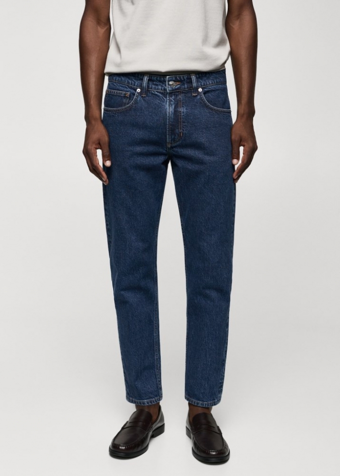 Mango Jeans Ben tapered cropped - Azul