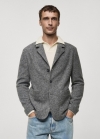 Mango Americana slim fit lana jaspeada - Gris