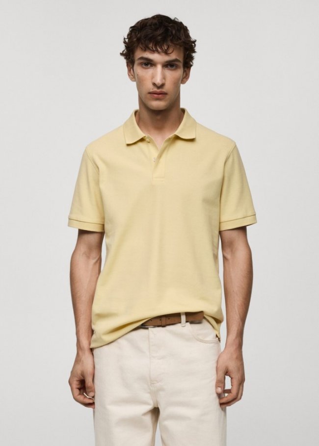 Mango Polo 100% algodón pique - Amarillo pastel