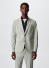 Mango Americana traje slim fit algodón - Gris hielo