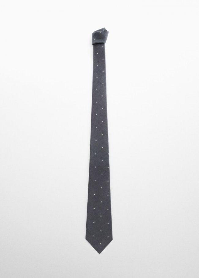 Mango Corbata diseño lunares - Gris