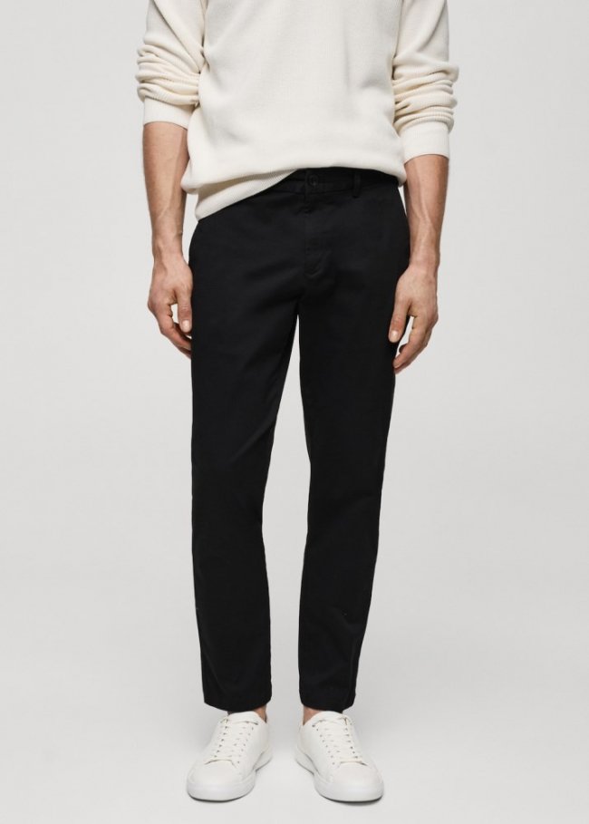 Mango Pantalón algodón tapered crop - Negro