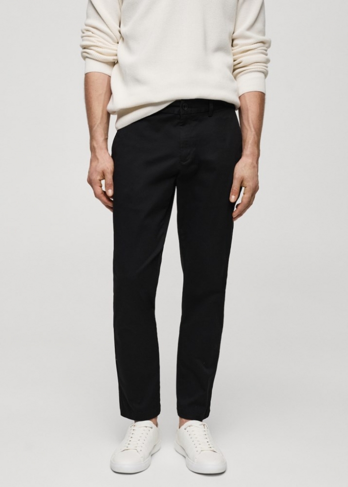 Mango Pantalón algodón tapered crop - Negro