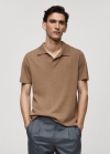 Mango Polo punto algodón textura - Marrón medio