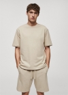 Mango Pack pijama algodón corto - Crudo