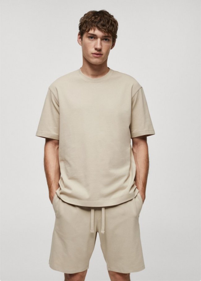 Mango Pack pijama algodón corto - Crudo