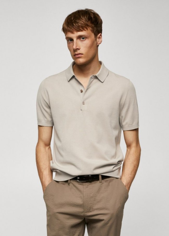 Mango Polo punto fino - Beige