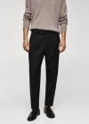 Mango Pantalón pinzas bajo vuelta - Negro