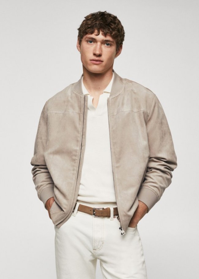 Mango Cazadora bomber efecto ante - Beige