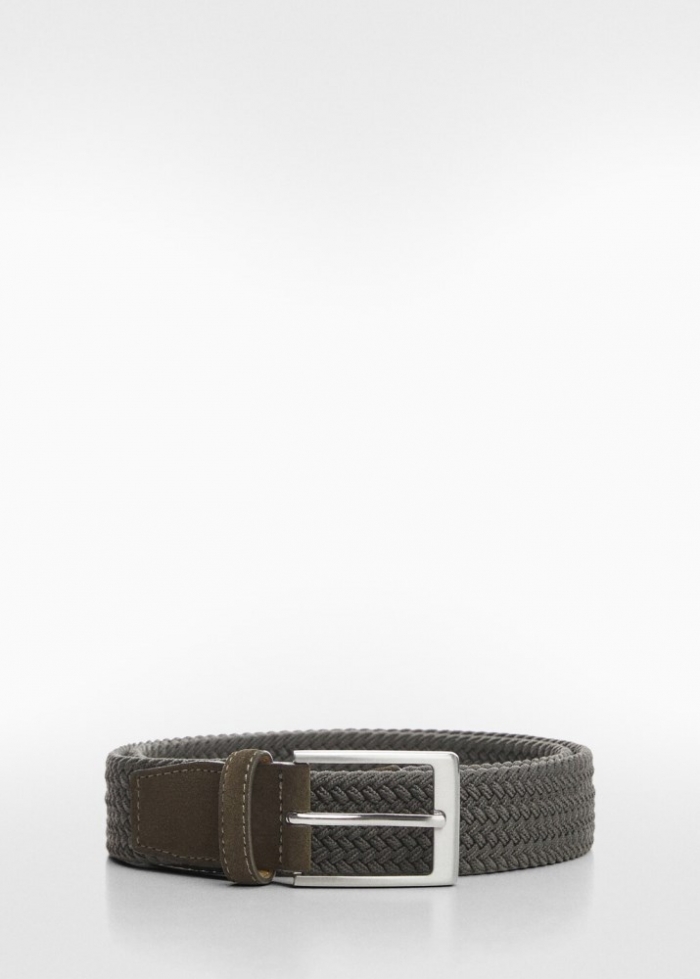 Mango Cinturón trenzado elástico - Khaki
